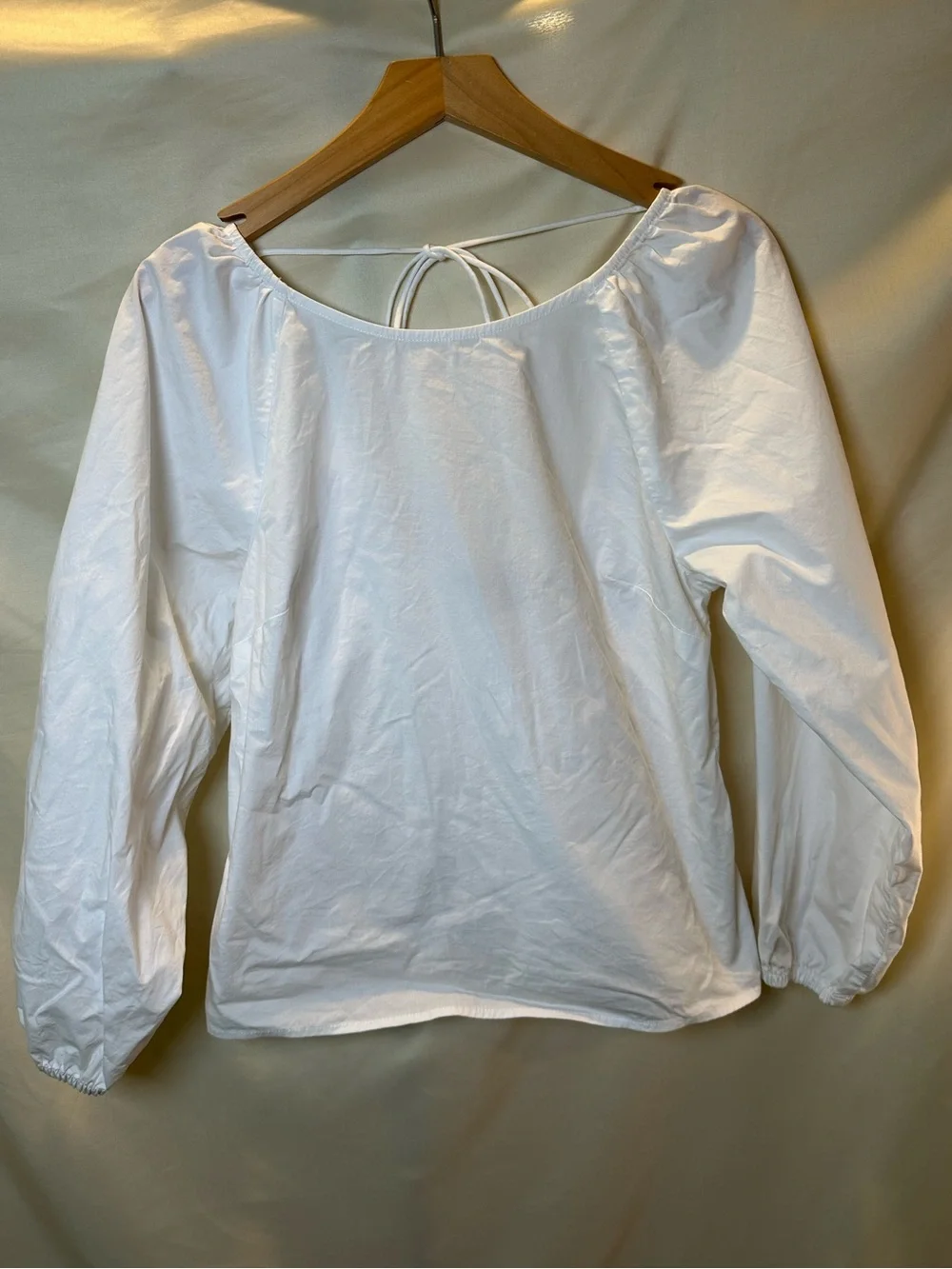Jcrew White Tie-Back Peasant Blouse - Women's Top stretch cotton classic
